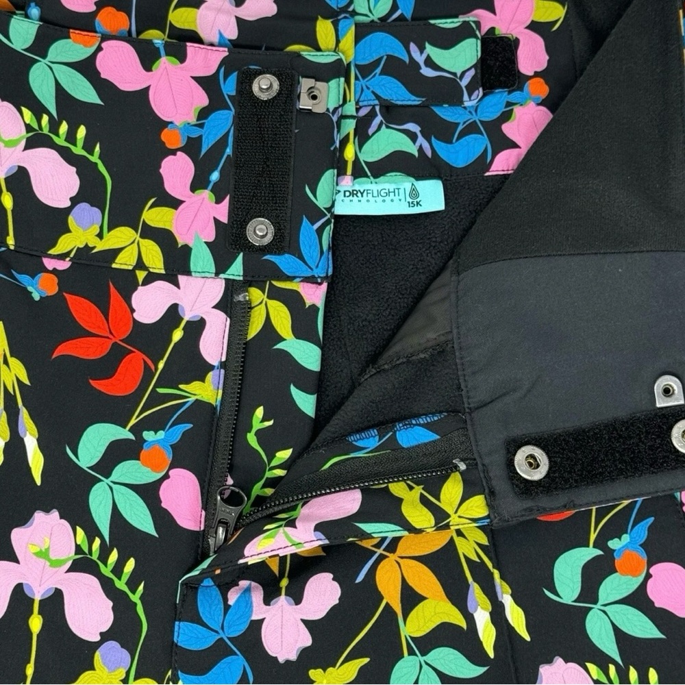 Roxy Rowley Multicolor Floral Large winter ski Pants with Zipper Details. NWT - Picture 6 of 8